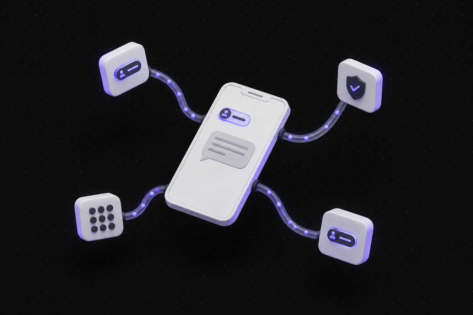 A phone sending an SMS with a name tag to several countries: some show the name, one shows a number